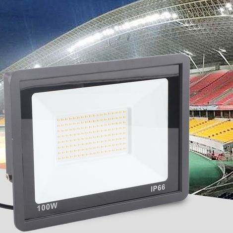 Projecteur LED 100 W, blanc chaud 3000 K, étanche IP65, avec diffuseur en verre trempé pour extérieur, idéal pour une cour ou un jardin. (1/5)