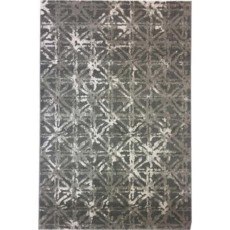 Tapis salon et chambre 120x170 gris et crème rectangle tissé motif scandinave VINTAVE (1/4)