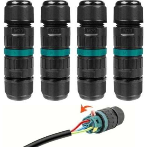 Caja de conexiones eléctricas impermeable IP68, conector de 3 cables, fácil cableado exterior sin tornillos, nailon PA66 duradero, paquete de 4