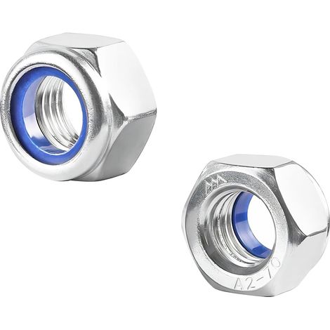20 Pièces Hexagonale Écrou de Verrouillage en Nylon Insert, M6 Écrous de Blocage, Acier Inox Inoxydable Écrou Hexagonal (1/5)