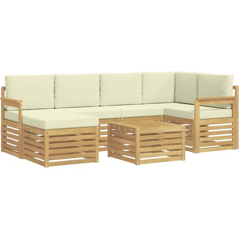 Ensemble de canapés d'extérieur 7 pc Blanc et crème Polyester vidaXL