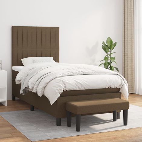 Boxspringbett mit Matratze Dunkelbraun 90x200 cm Stoff (1/5)
