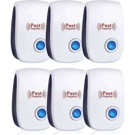 Lot de 6 Repulsif Ultrasons, Ultrason Souris, Ultrason Souris et Rat Efficace Contre Souris,Rats,Mouches,Moustiques,Insectes Nuisibles,Araignées,Cafards, Sûr et Non Toxique (1/4)