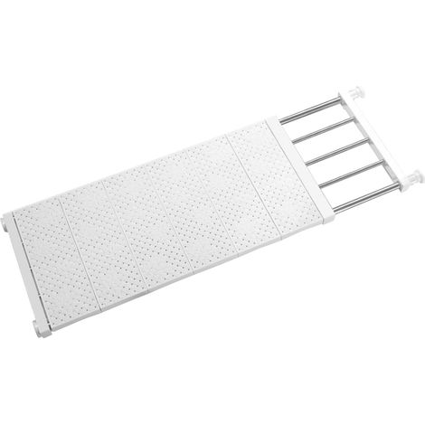 Étagère extensible pour garde robe 73-130 x 30 cm Blanc 1 pièce Polyvalent robuste Capacité 25kg sans fixation murale (1/5)