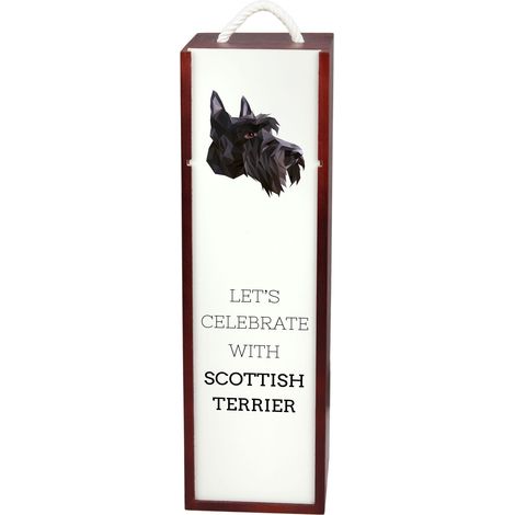 Scottish Terrier, Aberdeen Terrier: caja de vino geométrica con foto e inscripción de Art-Dog (1/5)