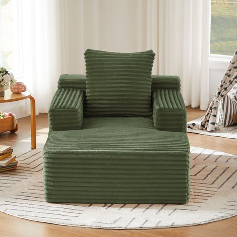 Canapé convertible moderne en velours côtelé, fauteuil inclinable confortable sans assemblage, lit d'appoint pour salon, bureau ou studio, meuble lounge sans cadre. (1/5)