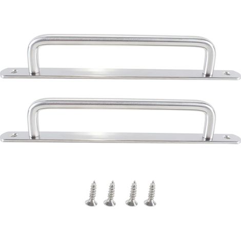 Lot de 2 poignées de porte coulissante, pour portes coulissantes de salle de bain, cuisine, placard, garage, portail, en métal, 225 mm (1/5)