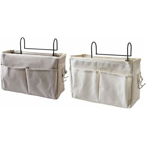 2 Pièce Organisateur de Chevet, Poches de Chevet à Suspendre, Sac de Rangement à Suspendre pour Table de Chevet, Poche de Rangement Chevet, pour Montre, Téléphone Portable, Lunettes, Magazines (1/5)