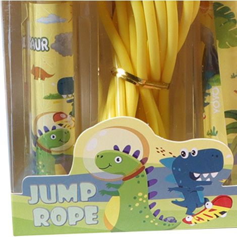 Corde à sauter pour enfants en PVC, motif dinosaure mignon et sans nœuds, idéale pour l'entraînement, le fitness et comme récompense à la maternelle. (1/5)