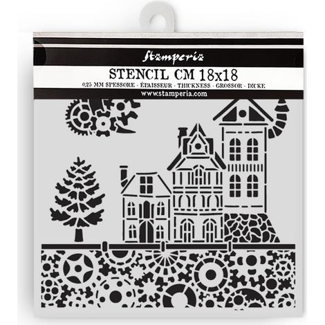 Thick Stencils for Scrapbooks, Albums, Cards, Bullet Journals, Flexible Material, Easy to Clean, for Crafts and Gifting (Gear Up for Christmas, Houses) (1/2)
