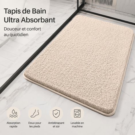 Tapis de bain absorbant en coton moelleux beige 40x60 cm beige 40x60cm 2 kg – Livraison gratuite