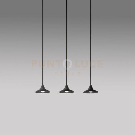 HELENA S/3 - SOSPENSIONE COLORE NERO LINEARE A 3 LUCI LED 3000K 920LM 16,5W