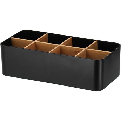 Organizzatore rettangolare 8 comp. Plastica di bambù - nero opaco - Tendance