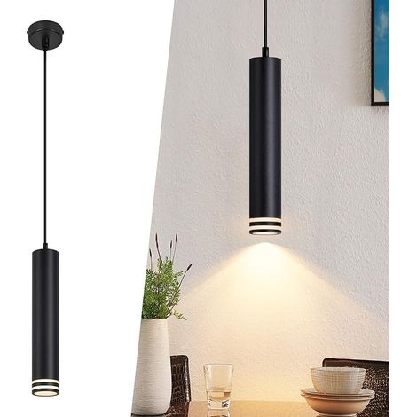 GBLY Pendelleuchte GU10 Zylinder 1 Flammig Modern Aluminium Höhenverstellbar Hängelampe Für Küche Schlafzimmer Esstisch Wohnzimmer Schwarz Ohne Leuchtmittel