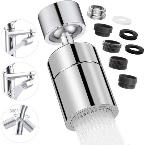 Faucet Aerator, 360° Swivel Kitchen Faucet Nozzle, 2 Modes Water Saving Faucet Aerator, For Kitchen and Bathroom Sinks (1/5)