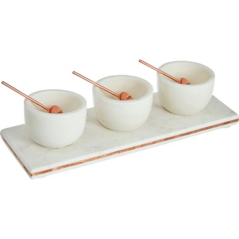 Premier Housewares 3 Pc Marble / Copper Inlay Serving Board Set