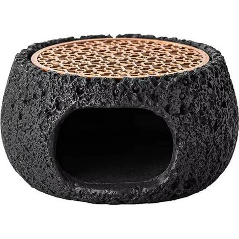 1 Stück. Farbe: Schwarz. Material: Stein und Eisen. Kreativer Mini-Grill mit Meeresfrüchten und Abalonemuschel (im chinesischen Stil).