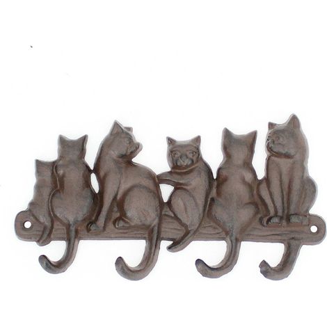 Signes Grimalt Cat Hanger 4 Knöpfe Grauguss-Garderobenständer 13x23x3cm
