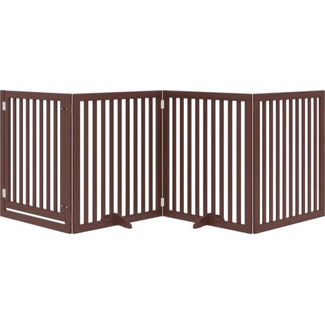 Puerta de seguridad para perros con puerta de madera de álamo marrón de 4 paneles 020023302 (1/5)