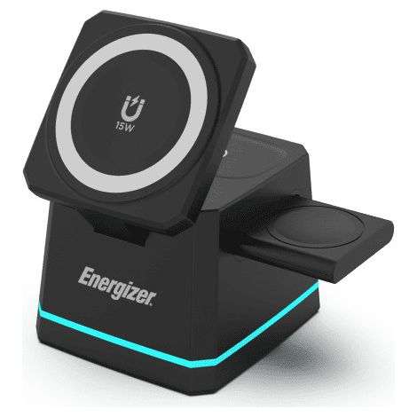 Energizer WCP307 cargador de dispositivo móvil Auriculares, Smartphone, Reloj inteligente Negro USB Cargador inalámbrico Carga rápida Interior
