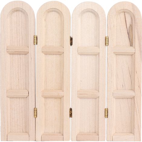 Écran miniature en bois 1:12 - Accessoire de maison de poupée vintage, meuble modèle pour scène rétro, couleur bois naturel (1/5)