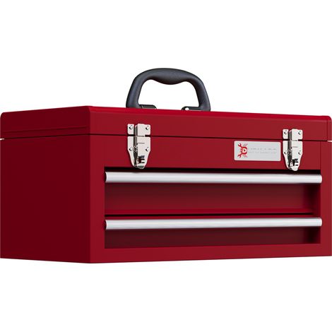 Lockable Metal Tool Box, 2 Drawer Tool Chest with Latches, Handle, Ball Bearing Runners, Red (1/5)