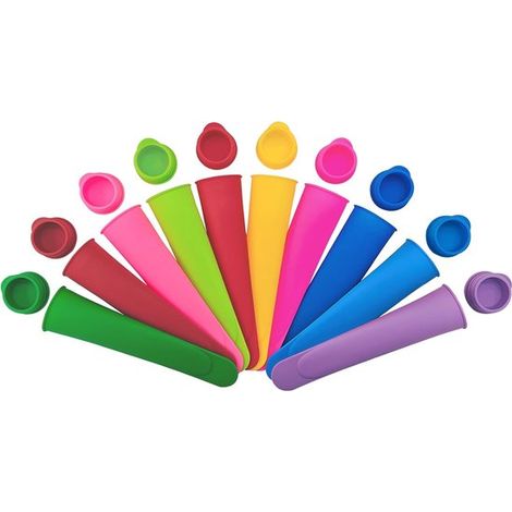 Set di 10 stampi in silicone per ghiaccioli con coperchi, stampi riutilizzabili per ghiaccioli, pellicola per ghiaccioli senza BPA per ghiaccioli estivi fatti in casa (colore casuale). (1/5)
