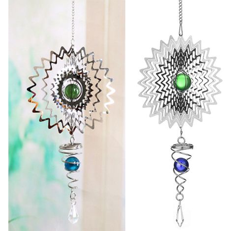 Carillon éolien en acier inoxydable - Fleur en cristal miroir - avec crochet (1/5)