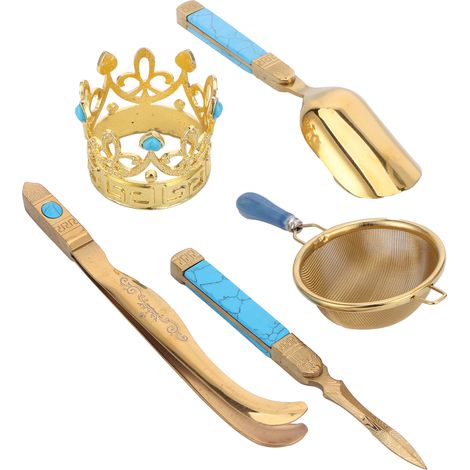 Ensemble Accessoire Thé Cérémonie Cuillère Aiguille Filtre Acier Inoxydable 304 Doré