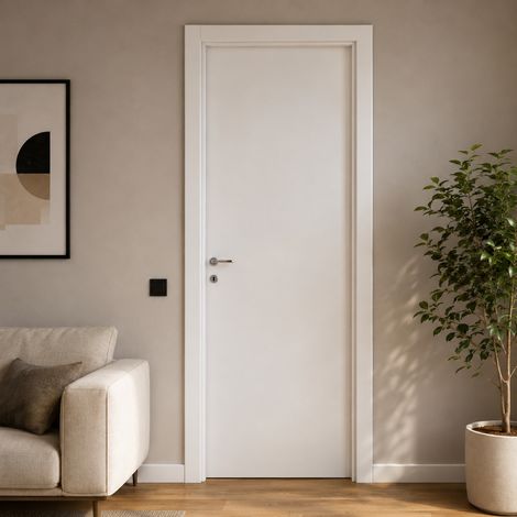 Porta da interno battente reversibile bianco effetto liscio in MDF H210 cm - 70xH210 cm (1/4)