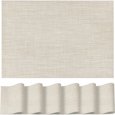 Lot de 6 sets de table beiges en vinyle tissé PVC, lavables, résistants à la chaleur et antidérapants. (1/5)
