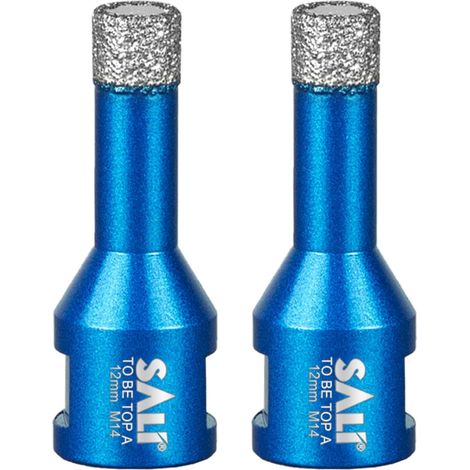 Foret diamanté à sec pour carrelage 12 mm, 2 pièces, filetage M14, foret diamanté, kit de forets pour verre, scie cloche pour céramique, granit, porcelaine, carrelage, grès cérame, maçonnerie (1/5)