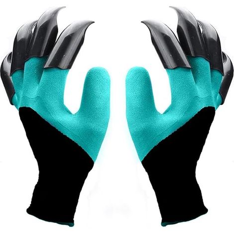 Guantes de jardinería, protección para plantar y desherbar, guantes con garras, color verde.