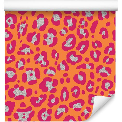 Papier peint en similicuir rose et orange, corail et rose, pour salon et chambre, 50 x 1000 (1/4)