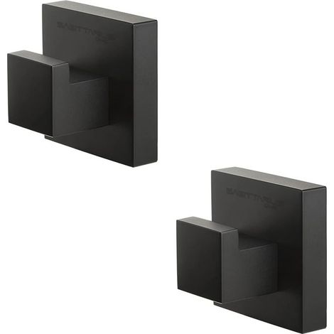 32S1-B Black Towel Hooks, 2-Piece Set, Black Bathroom and Kitchen Hooks, Bathroom Coat Rack, Kitchen Towel Hook (1/5)