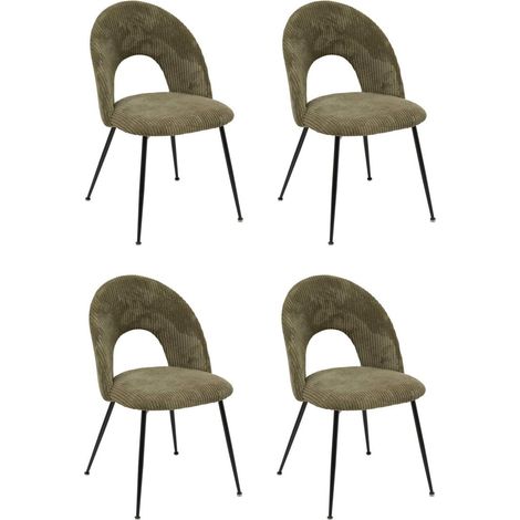 Lot de 4 Chaises en Tissu Côtelé "Raven" 81cm Vert Cèdre (1/5)
