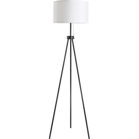 Lampadaire avec trépied en métal et abat-jour en tissu, design élégant et classique, Ø37 x 152 cm, pour la maison ou le bureau (1/5)