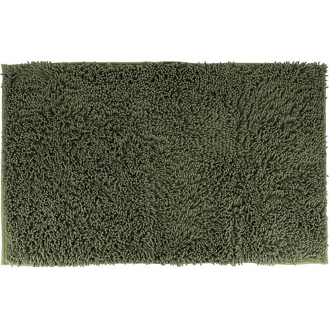 Tapis de salle de bain Vert kaki en Microfibre chenille 50 x 80 cm - TENDANCE (1/3)