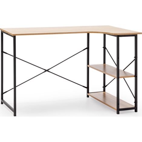 Mesa de escritorio Juani 2 estantes negro, estilo industrial, 120 cm