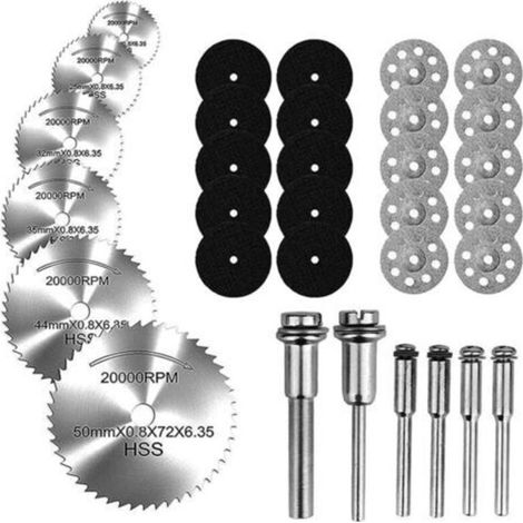 Set mit Trennscheiben für Rotationswerkzeuge, Diamanttrennscheiben für Holz und Metall, Kreissägeblatt, Trennscheibe für Harz, Diamantschleifscheiben für Holz, Glas, Kunststoff, Stein und Metall (1/5)