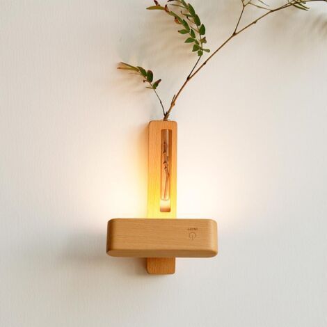 Applique murale en bois à LED avec interrupteur Appliques nordiques Veilleuses rechargeables Fonctionnant sur batterie Lampes murales sans fil à boule magnétique rotative à 360 ° pour chambre à couch (1/5)