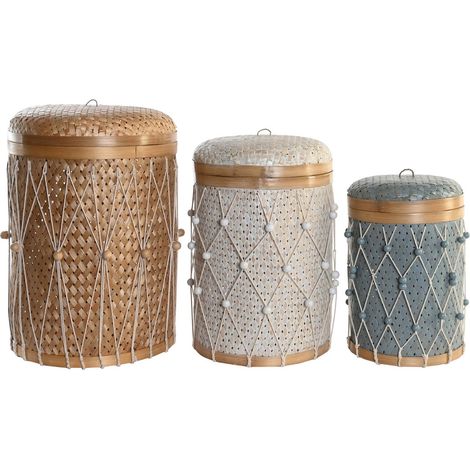 Panier élégant en bambou coloré pour déco chic - Coloris variés en bambou et coton (1/3)