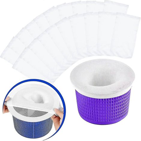Filtres pour skimmer, paquet de 30, filtres en tissu réutilisables pour skimmers de piscine, super élastiques, adaptés aux paniers de skimmer, aux pompes à eau, aux piscines et aux spas. (1/5)