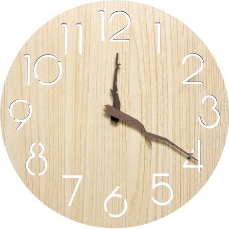 Horloge Murale Silencieuse Pendules Murales: Horloge Murale Bois Sans, Horloge Murale Design Moderne, Pendule Murale 3D, Wall Clock Déco pour Cuisine Bureau Salon Chambre, 30 cm (12 Pouces)