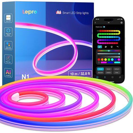 LED Strip Neon 10M, RGB+IC Waterproof LED Strip Segmented Control Custom AI, Voice Control, App, Music Sync, IP65 Waterproof, for Indoor/Outdoor (1/5)
