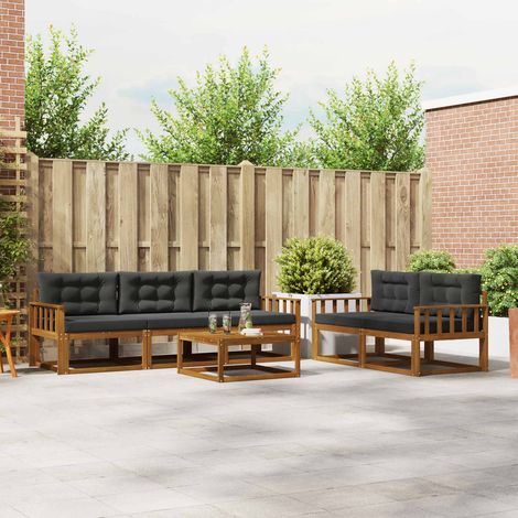 Outdoor-Sofagarnitur mit Kissen 6 pcs Natur und Anthrazit (1/5)