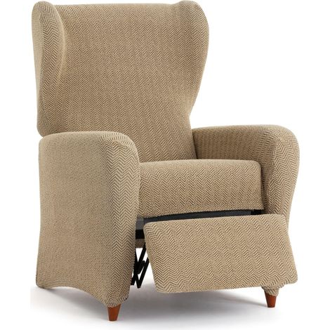 Housse bi-élastique pour Fauteuil de Relaxation Super élastique - Housse de Fauteuil de Relaxation Beige Adaptable Respirante et Facile à Installer avec des mousses de Fixation (1/5)