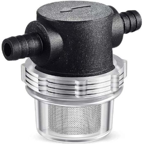 Filtro de bomba de agua de tubo roscado para vehículos recreativos, filtro de bomba de agua NPSM, entrada/salida con 50 filtros de repuesto de malla de acero inoxidable (negro) -Crezuo