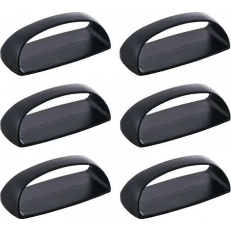 Lot de 6 poignées autocollantes pour tiroirs, portes coulissantes, fenêtres en verre, armoires, sans perçage, 6 pièces/ensemble (noir) (1/5)