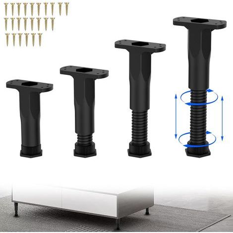Stück Möbelfüße, verstellbare Möbelfüße 16–28 cm, schwarze verstellbare Möbelfüße mit Montagezubehör, universelle Tischbeine für Büro, Küche, Schrank, Sofa, Tisch (1/5)